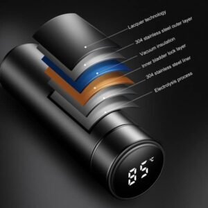 Smart Vacuum Insulated Water Bottle | 500ml Stainless Steel Flask with LED Touch Temperature Display & Leak-Proof Lid | Intelligent Double Wall Thermos Travel Mug for Gym, Office & Travel – Matte Black Edition - Image 4