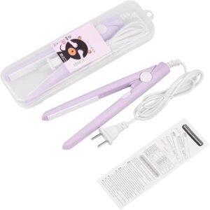 Mini Portable Hair Straightener for Women | Compact Ceramic Coated Travel Flat Iron with Quick Heating | Professional Hair Styling Tool for Short Hair, Bangs & Touch-Ups with Travel Case (Lavender) - Image 3