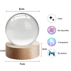 3D Moon Crystal Ball Lamp | LED Night Light with Wooden Base | Space-Themed Room Decor & Gift - Image 3