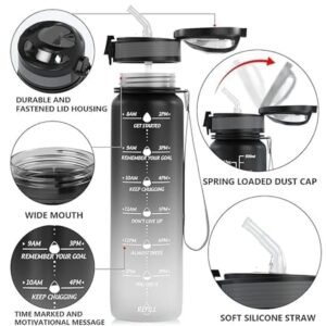 900ml Motivational Water Bottle with Time Markers & Quotes | BPA-Free Leakproof Sports Bottle with Carry Strap & Flip-Top Lid | Transparent Hydration Tracker for Gym, Fitness, Office & Travel (Lavender) - Image 4