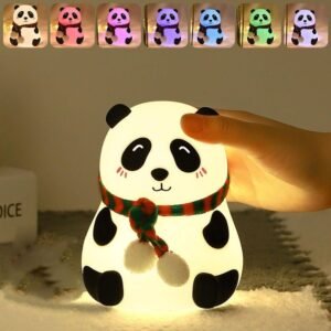 Cute Panda Silicone Night Light | Soft Touch USB Rechargeable Nursery Lamp for Kids & Toddlers | Dimmable Color Changing Bedside Animal Light for Night Feeding & Sleeping | BPA-Free Squishy Panda Lamp for Gifting - Image 4