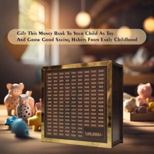 Wooden Money Saving Box | ₹1,00,000 Target Tracker Piggy Bank for Kids & Adults | Handcrafted Savings Bank with Tick-Off Goal Grid for Financial Planning | Reusable Decorative Money Saver for Home & Office - Image 4