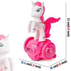 Lovely Horse Musical Dancing Unicorn Toy for Kids | Interactive Walking Pony with 3D Flash Lights, 360° Rotating Action & Magic Melodies | Battery Operated Early Learning Toy Gift for Toddlers & Infants (Pink) - Image 3