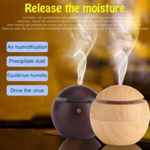 Ultrasonic Aroma Diffuser & Humidifier | Cool Mist Essential Oil Diffuser with Wood Grain Design | USB Air Purifier for Home, Office, Yoga & Aromatherapy - Image 3