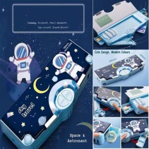 Galaxy Astronaut Magnetic Pencil Case for Boys | Double-Sided Space Themed School Box with Built-in Dual Sharpener & Storage Compartments | Large Capacity Multi-Functional Stationery Organizer for Kids - Image 5