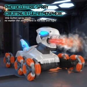 Mechanical 8WD Spray Stunt Dinosaur Toy for Kids | Gesture & Remote Control RC Dino Car with 360° Drift Action | Mist Spray, Lights & Sound Off-Road Crawler for Boys Age 6+ | 8-Wheel Stunt Dinosaur Toy - Image 4