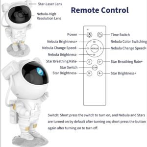 Astronaut Star Galaxy Projector Lamp with Remote & Timer | 360° Rotating Nebula Night Light with Magnetic Head Design | Smart Starry Sky Projector for Kids & Adults | Aesthetic Space-Themed Bedroom, Gaming Room & Home Decor Lamp (White) - Image 4