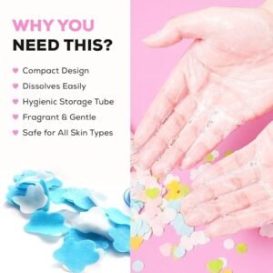 Portable Paper Soap Sheets | 50+ Scented Mini Soap Flakes in Travel Bottle | Pocket-Sized Disposable Hand Soap for Travel, Camping & Outdoor Use - Image 4