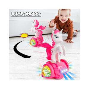 Lovely Horse Musical Dancing Unicorn Toy for Kids | Interactive Walking Pony with 3D Flash Lights, 360° Rotating Action & Magic Melodies | Battery Operated Early Learning Toy Gift for Toddlers & Infants (Pink) - Image 4