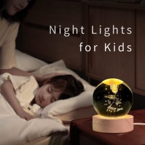 3D Crystal Ball Rose Night Light with Wooden Base – Glowing Glass Sphere Lamp with Laser Engraved Flower Design | Romantic Aesthetic LED Bedside Lamp with Warm Ambient Glow | Elegant Bedroom, Home Office & Table Decor Gift for Valentine’s Day, Anniversary & Birthdays - Image 4