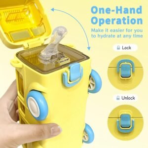 500ml Kids Bus Water Bottle with Straw & Shoulder Strap | BPA-Free Leakproof Tritan Sipper Bottle | Toy Vehicle Design for School, Travel & Outdoor - Image 3