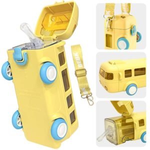500ml Kids Bus Water Bottle with Straw & Shoulder Strap | BPA-Free Leakproof Tritan Sipper Bottle | Toy Vehicle Design for School, Travel & Outdoor - Image 4