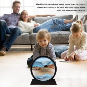 Moving Sand Art Picture | 3D Deep Sea Sandscape Rotating Glass Frame for Desktop Decor | Stress Relief Flowing Sand Painting Sculpture for Home, Office & Study Table | Creative Relaxing Sand Art Display - Image 4