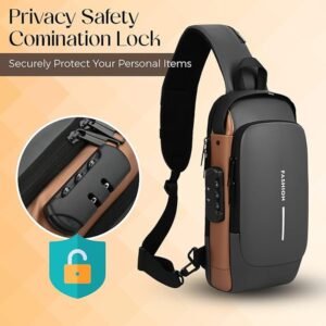 Premium Anti-Theft One Shoulder Sling Bag | USB Charging Crossbody Chest Backpack for Men & Women | Water-Resistant Travel Bag with Multi-Pocket Organizer for Hiking, Cycling & Daily Use | Ergonomic Outdoor - Image 4