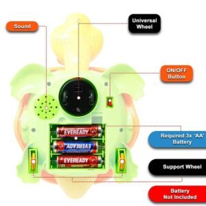 Musical Tortoise Toy for Toddlers with 3D Projection LED Lights | Interactive Bump & Go Walking Turtle with Educational Melodies, Glowing Shell & Sensory Learning Features - Image 4