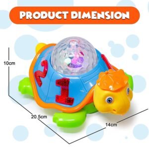 Musical Tortoise Toy for Toddlers with 3D Projection LED Lights | Interactive Bump & Go Walking Turtle with Educational Melodies, Glowing Shell & Sensory Learning Features - Image 3