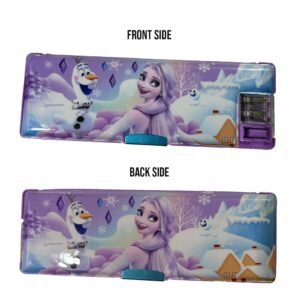 Frozen Elsa & Anna Magnetic Pencil Box for Girls | Double-Sided Pencil Case with Built-in Dual Sharpener & Multi-Compartment Storage | Durable Large Capacity School Stationery Organizer for Kids & Students - Image 3