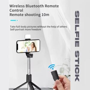 RS1 Bluetooth Selfie Stick with Wireless Remote & Tripod Stand | Extendable 3-in-1 Selfie Pole & Foldable Phone Holder for iPhone & Android | Lightweight Portable Vlogging Kit for Travel, Group Photos & Professional Shooting (Black) - Image 4