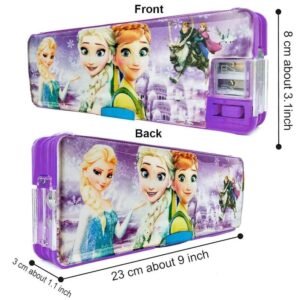 Frozen Elsa & Anna Magnetic Pencil Box for Girls | Double-Sided Pencil Case with Built-in Dual Sharpener & Multi-Compartment Storage | Durable Large Capacity School Stationery Organizer for Kids & Students - Image 4