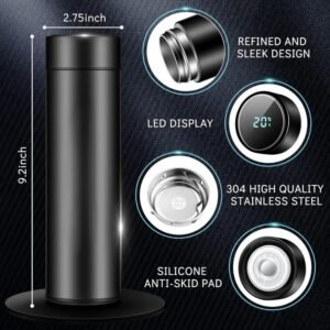 Smart Vacuum Insulated Water Bottle | 500ml Stainless Steel Flask with LED Touch Temperature Display & Leak-Proof Lid | Intelligent Double Wall Thermos Travel Mug for Gym, Office & Travel – Matte Black Edition - Image 3