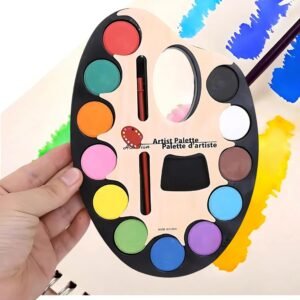 Artist Palette Watercolor Paint Set for Kids | 12 Vibrant Washable Colors with Paintbrush & Non-Toxic Palette Kit | Creative DIY Art & School Project Painting Set for Budding Young Artists - Image 4