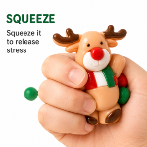 Reindeer Stress Relief Squeeze Toy for Kids & Adults | Slow-Rising Memory Foam Squishy with Festive Deer Design, Intelligent Slow-Recovery & Durable Non-Toxic Material | Sensory Fidget Toy for Anxiety, Focus & Hand Therapy (Brown/Red) - Image 3