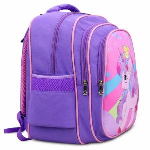Unicorn Preschool Backpack for Girls | Lightweight Water-Resistant Kids School Bag with Cute 3D Unicorn Design | Ergonomic Nursery Rucksack with Breathable Padded Straps & Multi-Compartment Storage | Durable Kindergarten & Travel Backpack for Toddlers (Purple) - Image 3