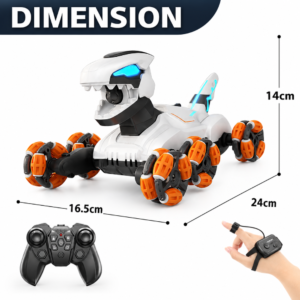 Mechanical 8WD Spray Stunt Dinosaur Toy for Kids | Gesture & Remote Control RC Dino Car with 360° Drift Action | Mist Spray, Lights & Sound Off-Road Crawler for Boys Age 6+ | 8-Wheel Stunt Dinosaur Toy - Image 2