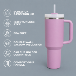 Stanley STNXV1401 Vacuum Insulated Tumbler with Handle | Stainless Steel Travel Mug with Straw Lid & Comfort-Grip Handle | Premium Reusable Water Bottle for Gym, Office & Home β Elegant Lavender Limited Edition - Image 3