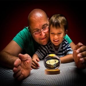 3D Saturn Crystal Ball Night Light with Wooden Base | Laser Engraved Solar System Glass Globe Lamp with Warm LED Glow | Aesthetic Bedroom, Office & Table Decor | Unique Astronomy Gift for Birthdays, Anniversaries & Space Lovers - Image 3