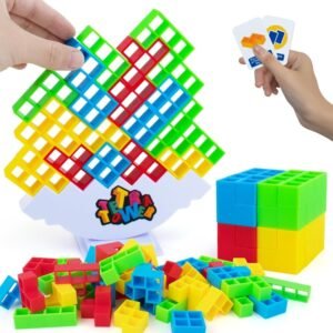 Tetra Tower Balance Building Blocks Game for Kids & Adults | 16 PCS Stacking Blocks with Wobble Base & Challenge Cards | Educational STEM Balance Toy for Family Party Games & Fun Learning, Ages 3+ - Image 1