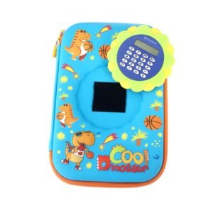 3D Dinosaur EVA Hardtop Pencil Case for Boys & Girls | Large Capacity Jumbo Stationery Organizer with Removable Calculator & Double Zipper | Shockproof Lightweight School Pencil Box (Blue) - Image 3