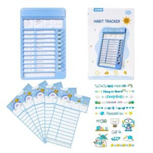 Habit Tracker Board for Kids | Daily Routine Checklist with Sliding Buttons, Reward & Punishment Section | Interactive Visual Schedule Planner for ADHD, Time Management & Good Habits with Replaceable Cards & Stickers (Blue) - Image 3