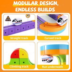 Magnetic Track Train Set for Kids | 3D Gravity-Defying DIY Race Track with Electric Motorized Train & Vertical Loops | STEM Educational Engineering Building Toy for Boys & Girls Ages 3+ - Image 3