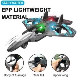 S1 RC Fighter Jet Drone with LED Lights | High-Speed Remote Control Stunt Plane with 360° Rotation, One-Key Takeoff & Altitude Hold | Interstellar-Themed Hybrid Flying Toy for Boys, Teens & Adults Ages 14+ (Black/Blue) - Image 2