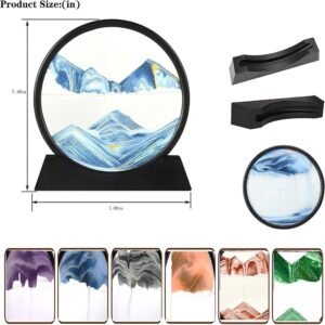 Moving Sand Art Picture | 3D Deep Sea Sandscape Rotating Glass Frame for Desktop Decor | Stress Relief Flowing Sand Painting Sculpture for Home, Office & Study Table | Creative Relaxing Sand Art Display - Image 3
