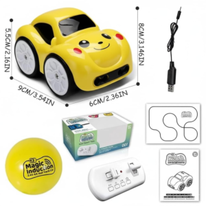 Magic Induction RC Sensor Car for Kids | Smart Gesture Control Toy with Follow-Me Mode, Obstacle Avoidance, LED Lights & Music | Interactive Rechargeable Cartoon Car Gift for Boys & Girls (Yellow) - Image 2