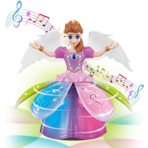 Musical Dancing Angel Girl Toy for Kids | Interactive Princess Fairy Doll with 360° Rotating Action & Expanding Petal Skirt | Battery Operated Sensory Toy with Colorful LED Lights, Magic Music & Bump-and-Go Movement for Toddlers & Girls (Purple/Pink) - Image 1
