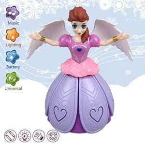 Musical Dancing Angel Girl Toy for Kids | Interactive Princess Fairy Doll with 360° Rotating Action & Expanding Petal Skirt | Battery Operated Sensory Toy with Colorful LED Lights, Magic Music & Bump-and-Go Movement for Toddlers & Girls (Purple/Pink) - Image 3