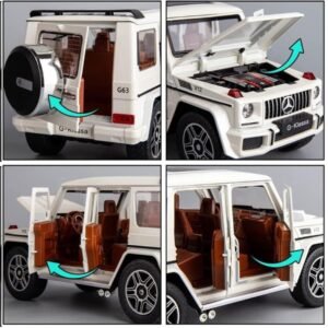 Mercedes-Benz G-Wagon G63 AMG 1:24 Die-Cast Metal Toy Car with Sound & Light β White - Image 3