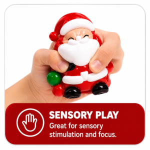 Santa Claus Stress Relief Squeeze Toy | Slow-rising memory foam squishy featuring festive Santa design, intelligent slow-recovery texture, and durable non-toxic stress relief for anxiety, focus, hand therapy, and holiday gifting (Red/White) - Image 4