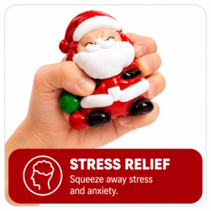 Santa Claus Stress Relief Squeeze Toy | Slow-rising memory foam squishy featuring festive Santa design, intelligent slow-recovery texture, and durable non-toxic stress relief for anxiety, focus, hand therapy, and holiday gifting (Red/White) - Image 1