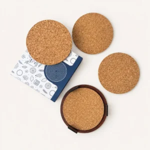 4 Cork Coasters With MDF Holder - Image 5