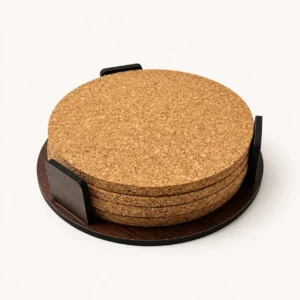 4 Cork Coasters With MDF Holder - Image 4