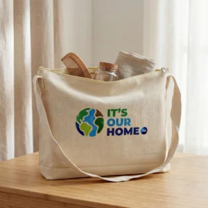 Canvas Tote Bag with Zip (13" x 17" x 3") - Image 2