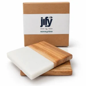 Marble + Wood Coaster Set of 2 – Square 4" - Image 3